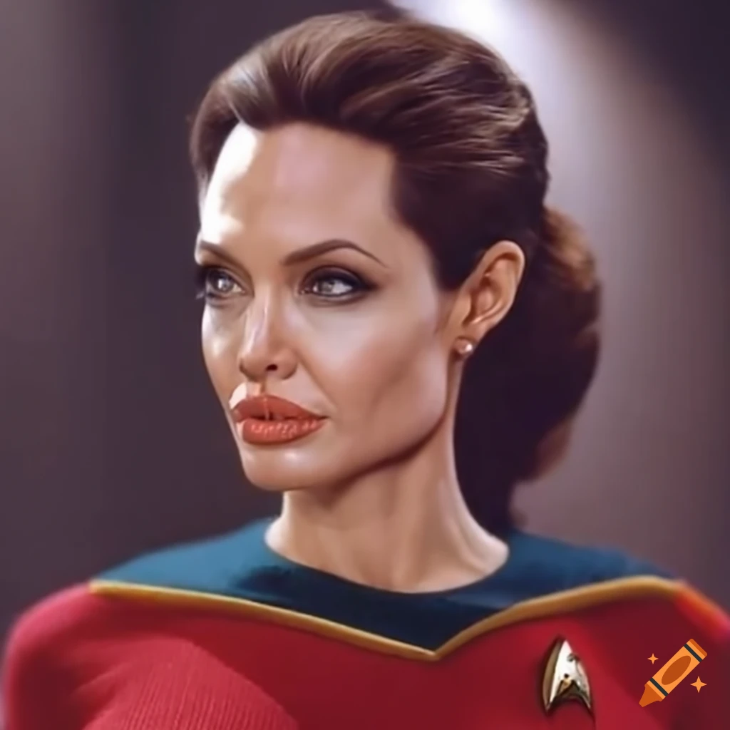 Celebrity dressed in classic Star Trek uniform
