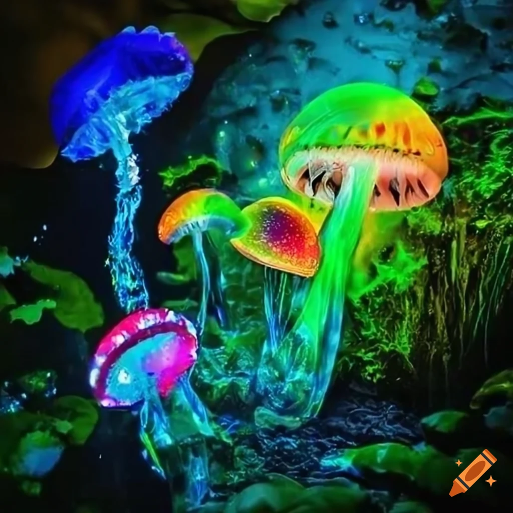 Enchanting fantasy forest with vibrant lights and animated plant life ...