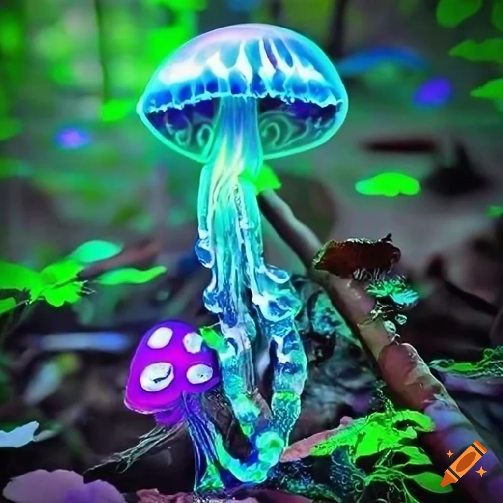 Vibrant and animated fantasy forest with glowing fungus and neon ...