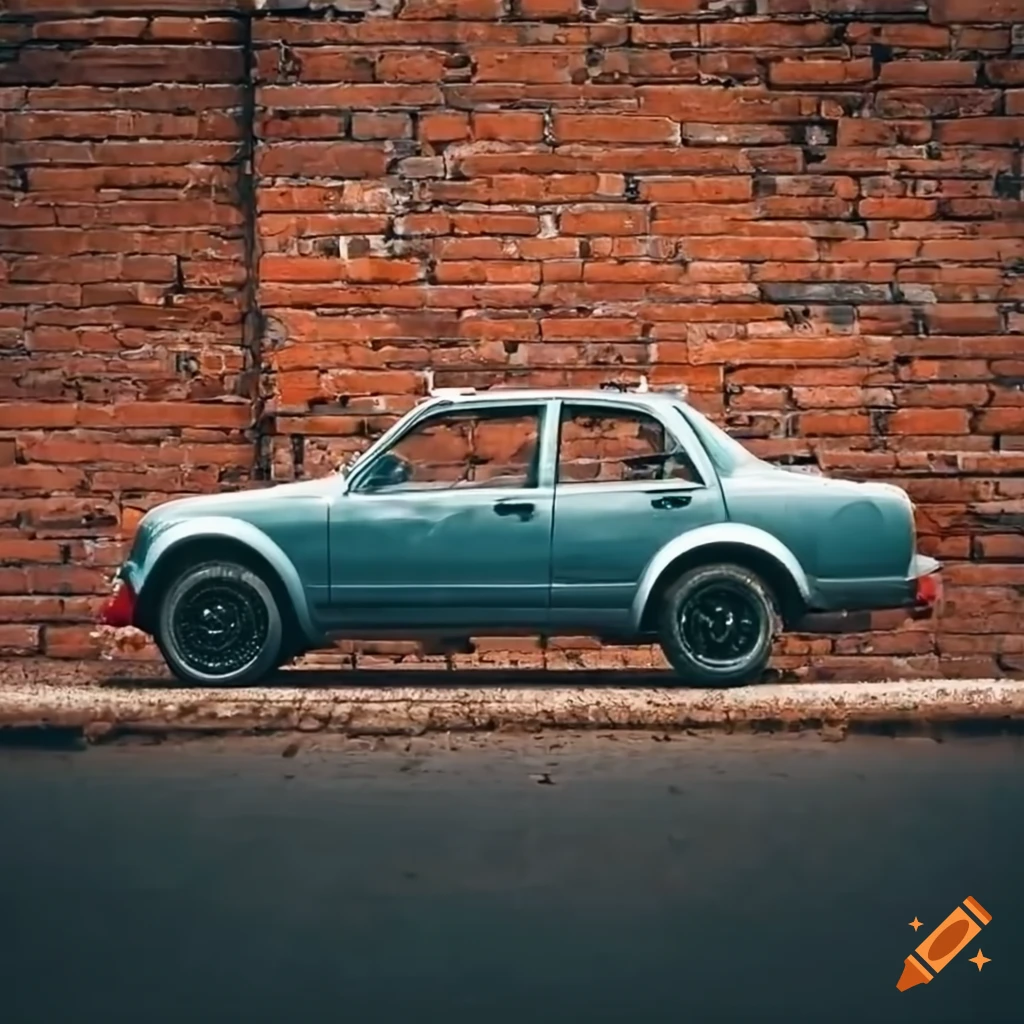 Car crashing into brick wall with metal nail