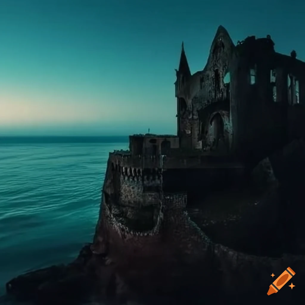 Abandoned castle by the sea on Craiyon