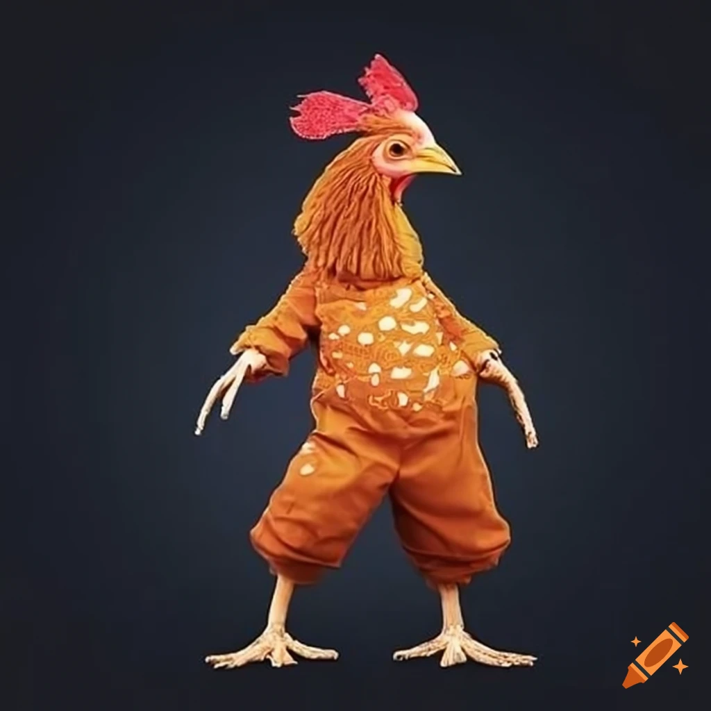 Chicken wearing trousers on Craiyon