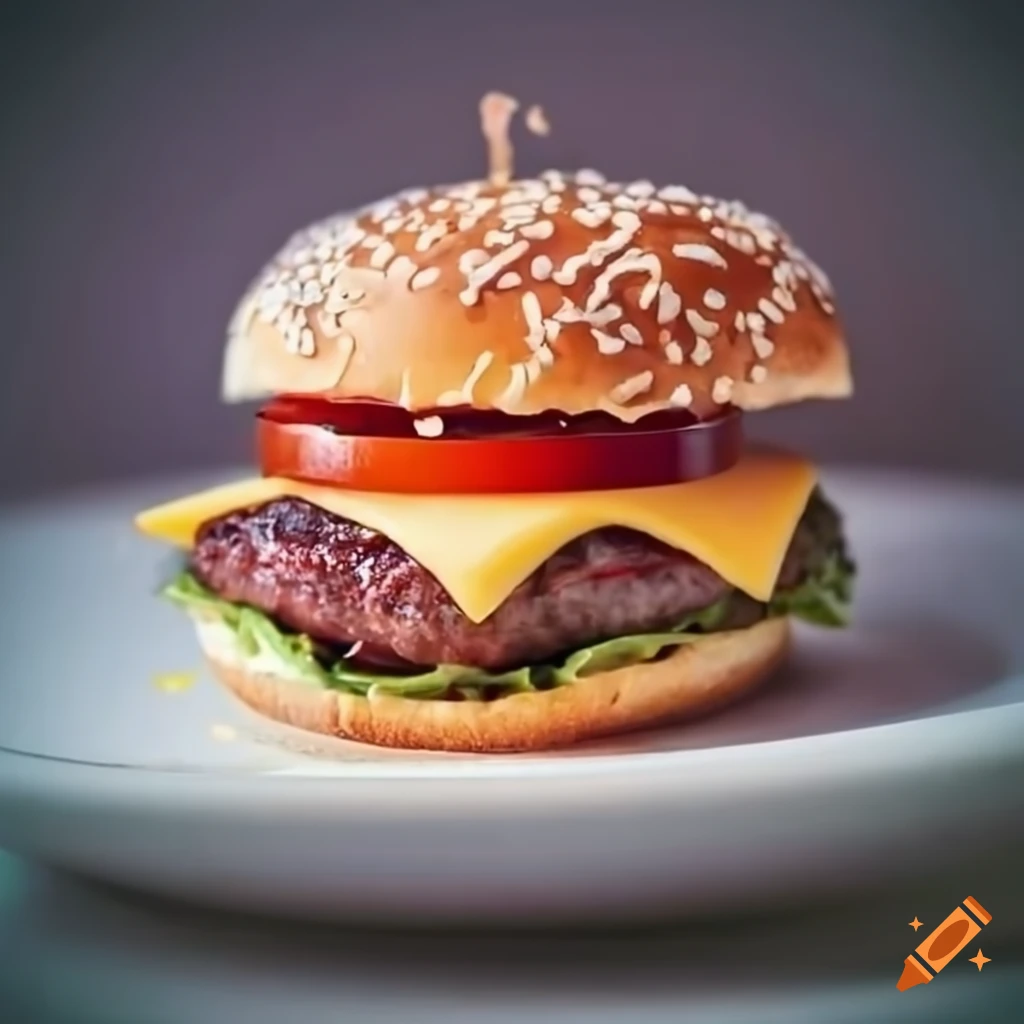 Cheese burger on a plate