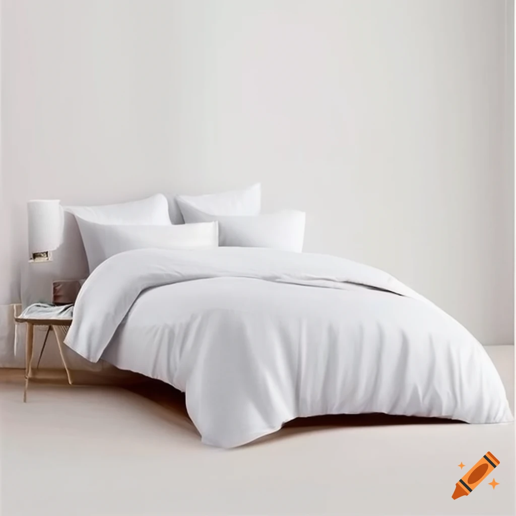 White hotel stripe bedding set with comfort sleep textile logo on Craiyon