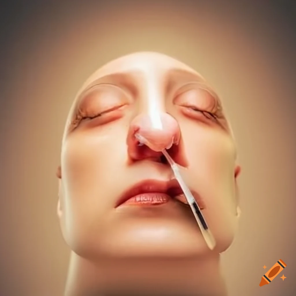 Administering clear gel with a syringe for nasal bleed treatment on Craiyon