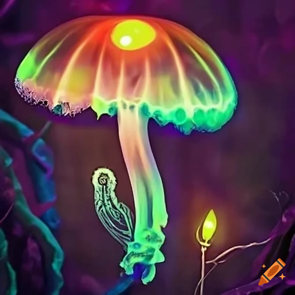 Fairy goddess forest and neon rainforest with vibrant lights and ...