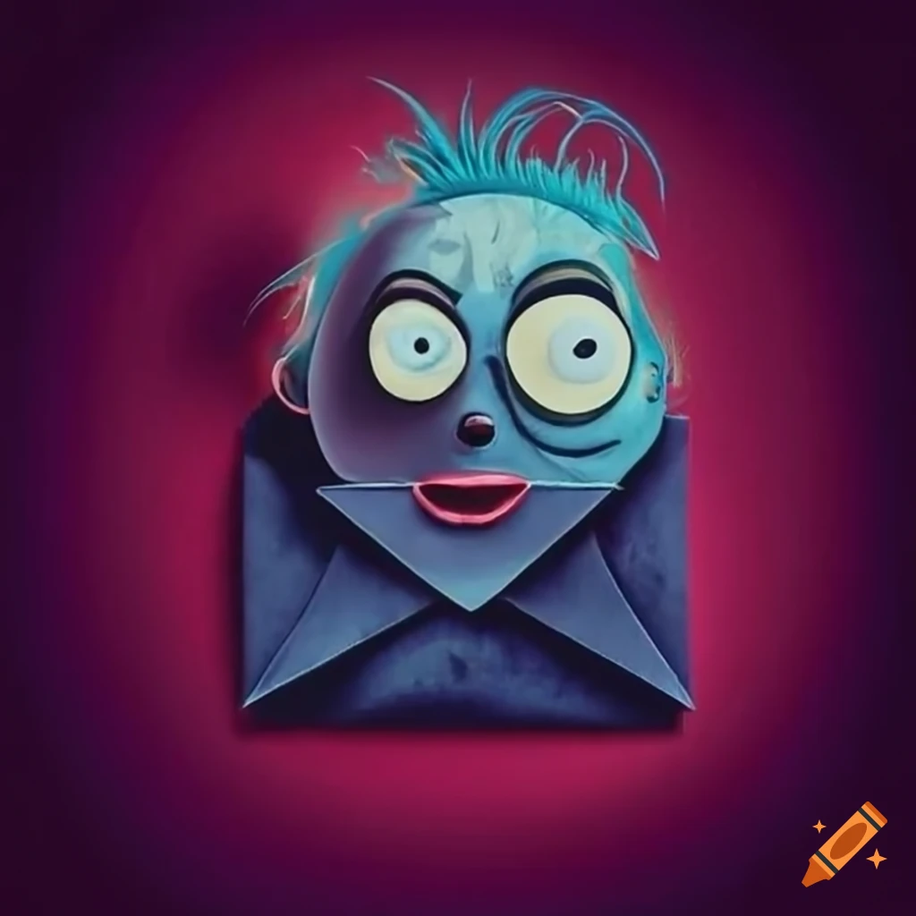 Mail envelope in the style of Tim Burton