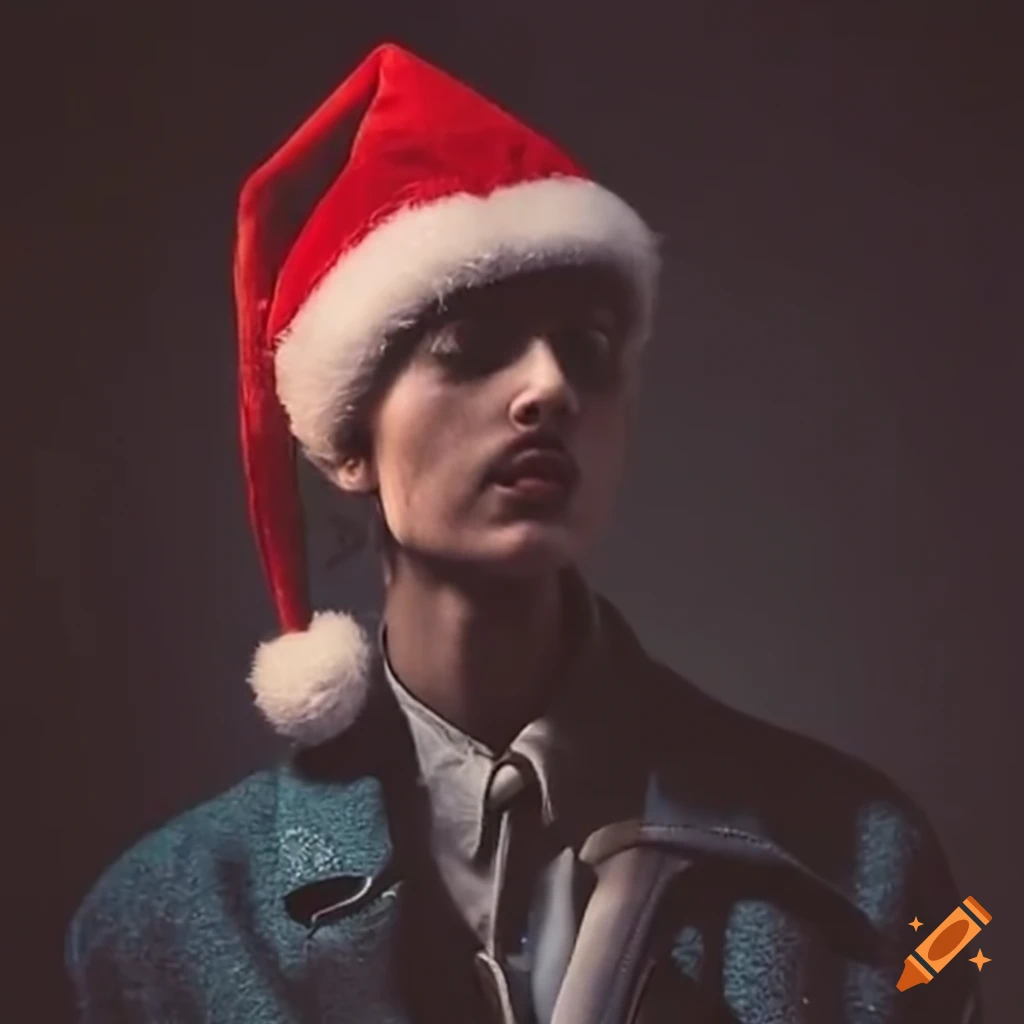 Bike messenger with a christmas hat in berlin on Craiyon