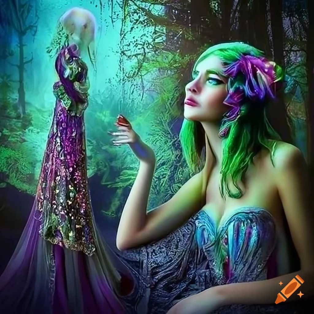 Fantasy And Reality Converge In Enchanted Goddess Forests And Neon Rainforests With Vibrant