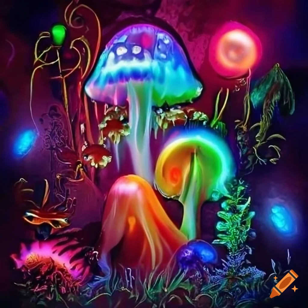 Lush fantasy forests and neon rainforests with vibrant lights and ...