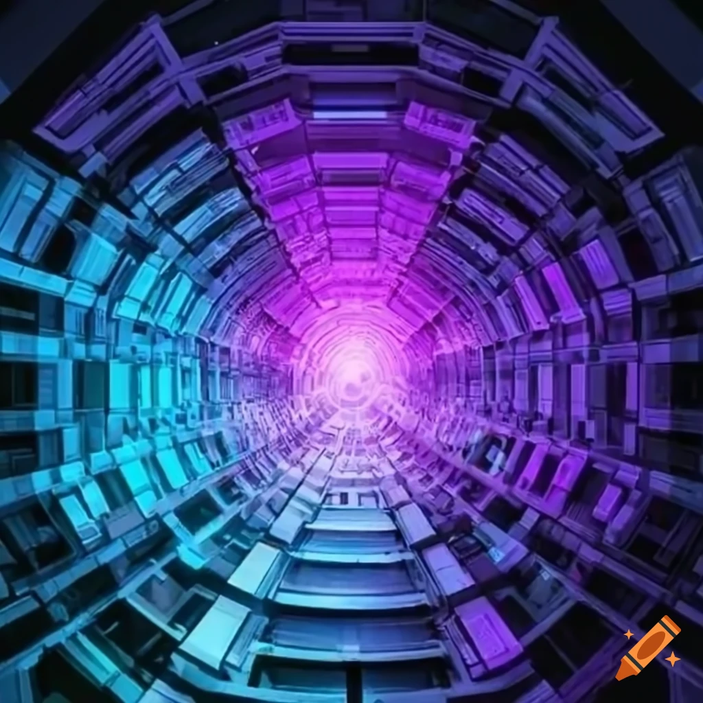 Multidimensional cube in SQL analytics services database connected via neural network in purple and blue world of data