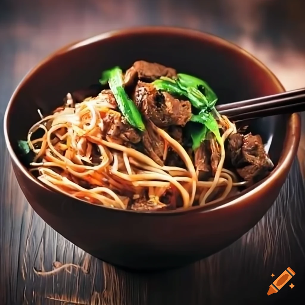 Braised beef brisket rice noodles on Craiyon