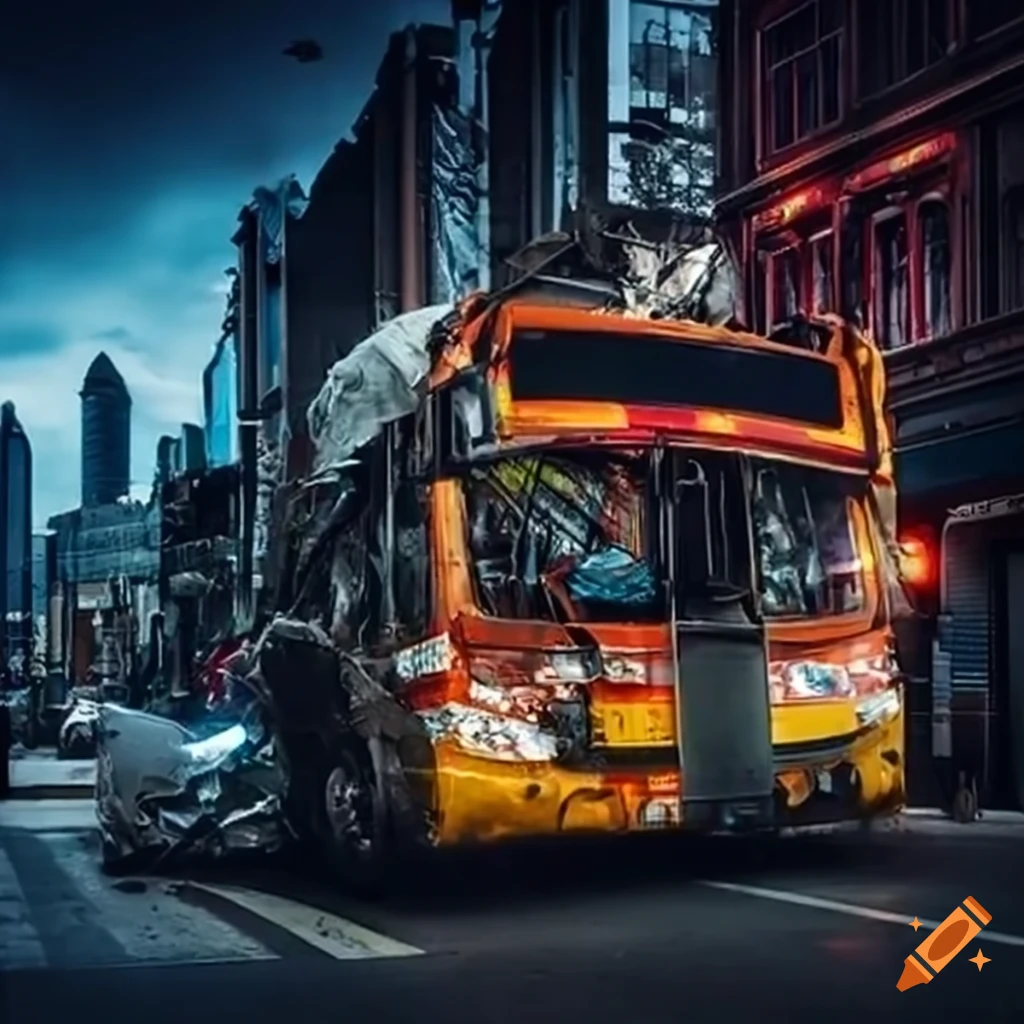 City bus crash damage