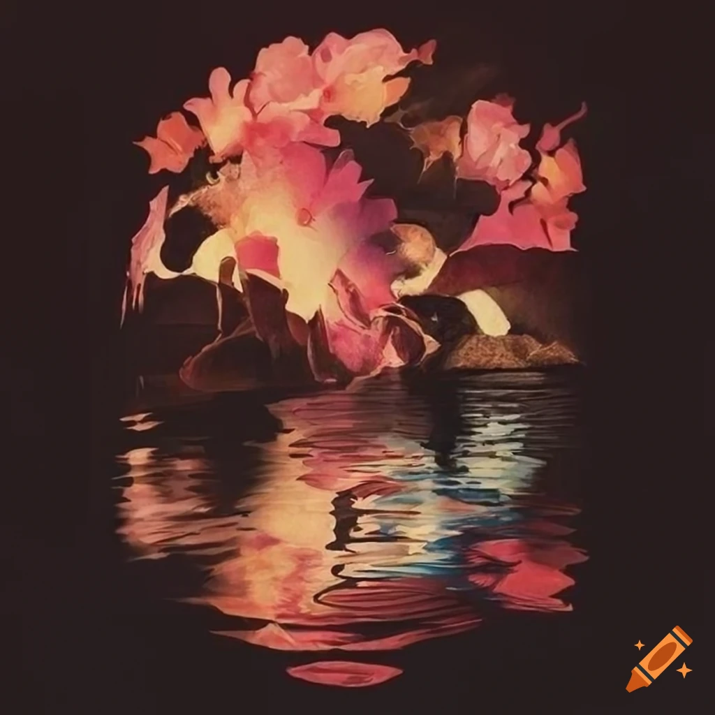 Modern abstract flowers in an album cover on Craiyon