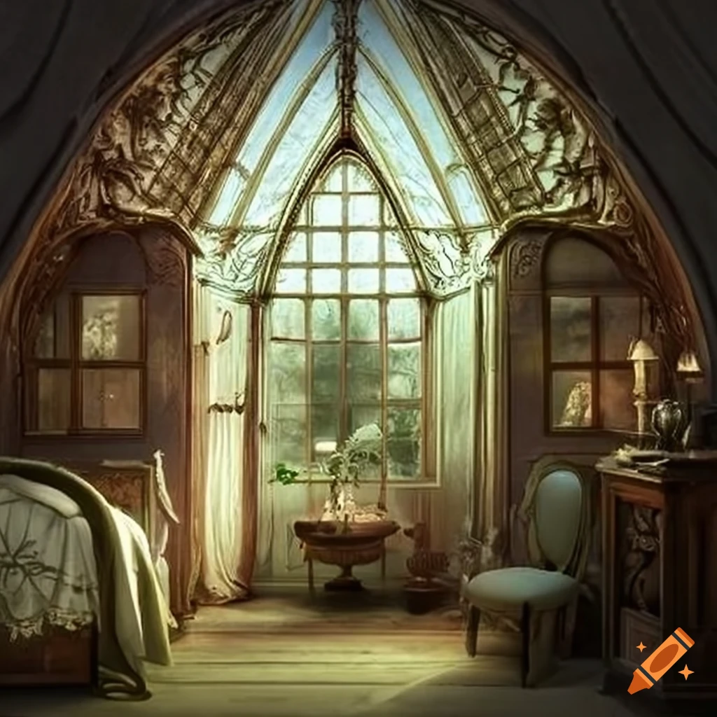 Ornate victorian greenhouse bedroom on Craiyon