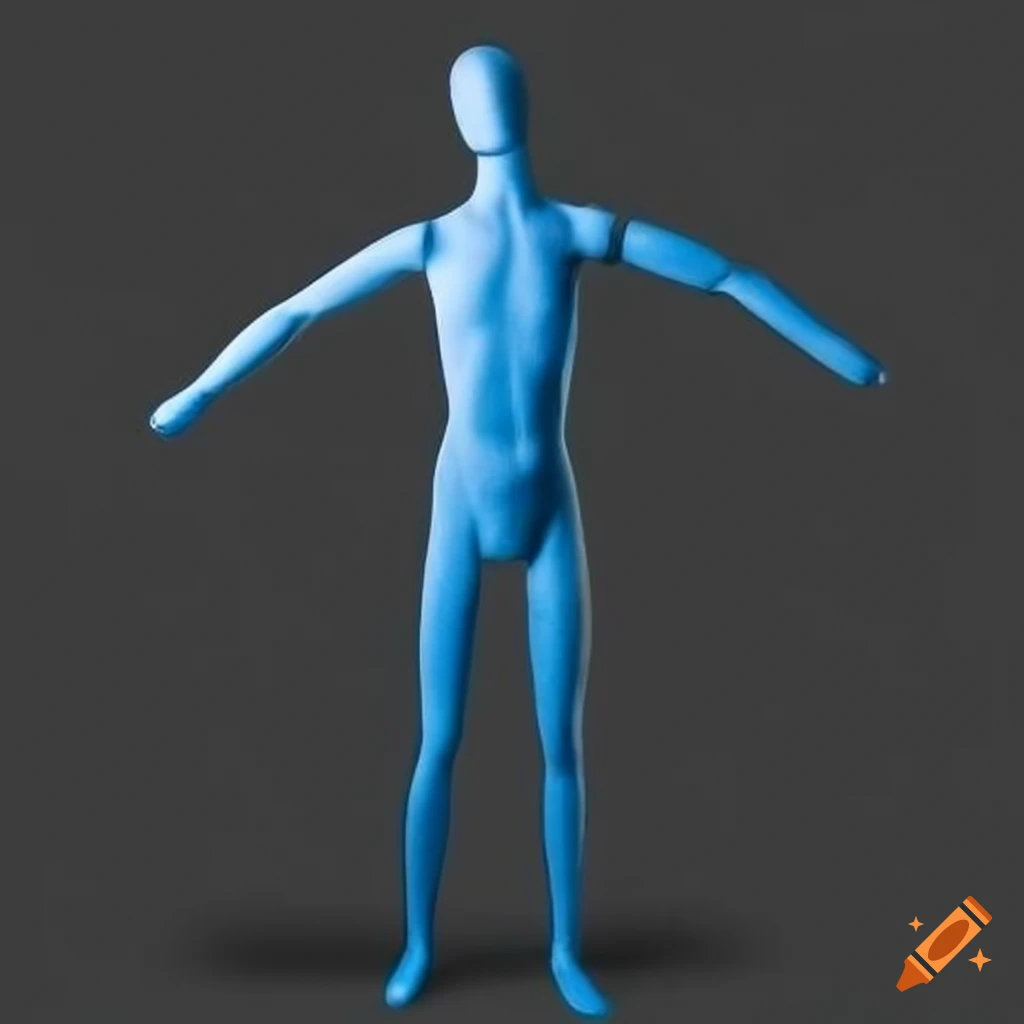 Full-length ZZ mannequin made of blue cloth