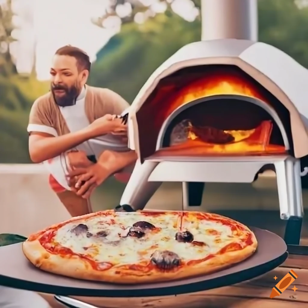 Dad chef cooking pizza in backyard for kids on Craiyon