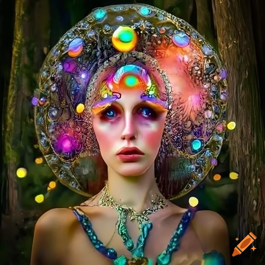 Enchanted goddess forest with vibrant lights and animated plant life on ...