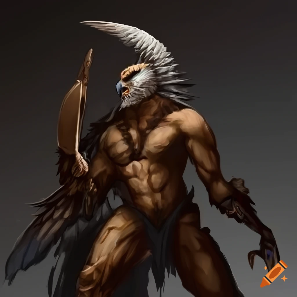 Humanoid hawk warrior on Craiyon