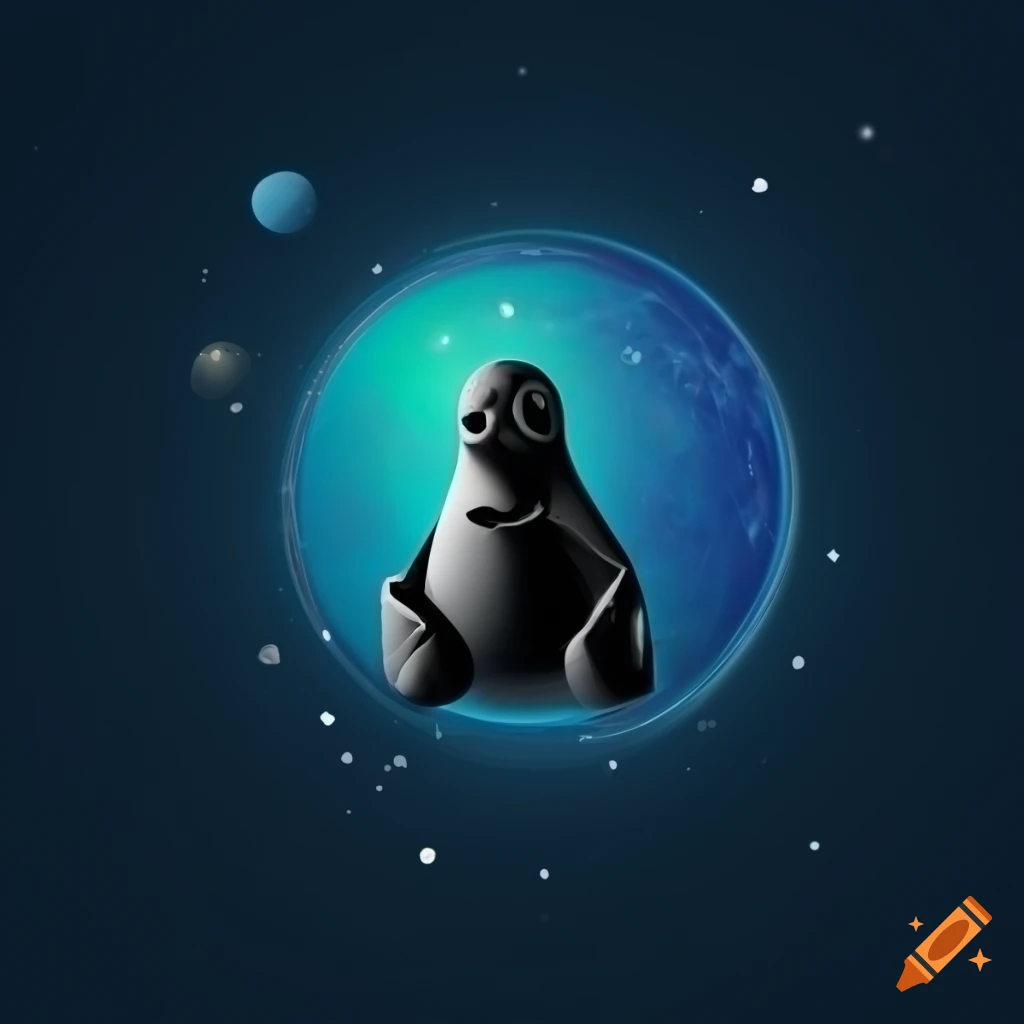 Simple space-themed logo for linux and python site on Craiyon