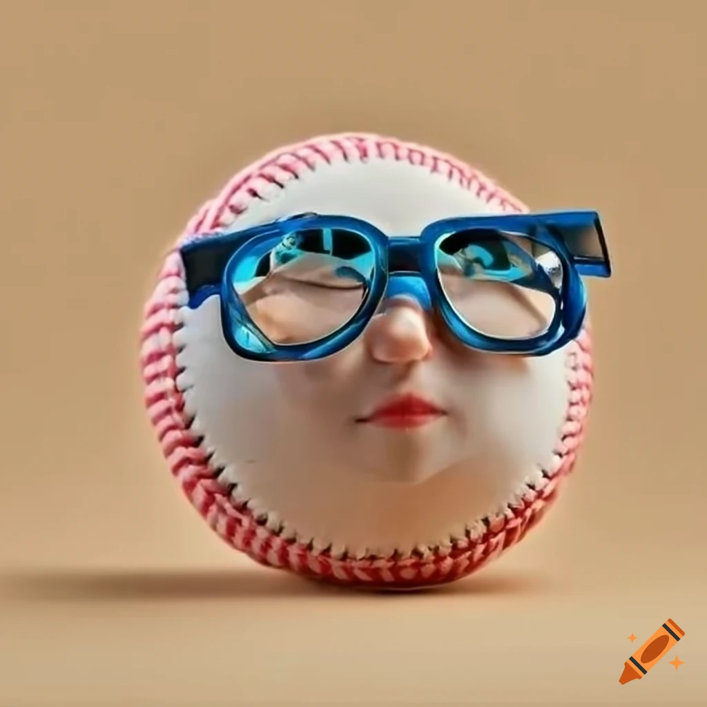 Handmade baseball with funky glasses on Craiyon