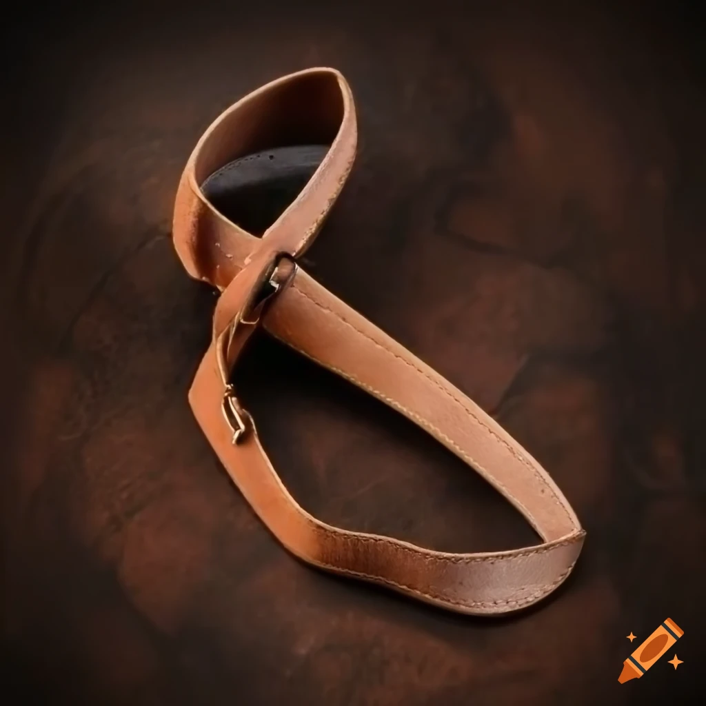 Long rough leather strap for carrying an object