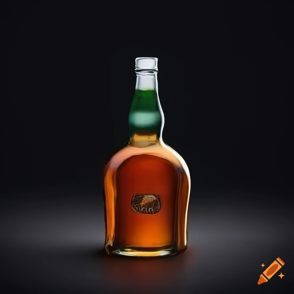 Bottle of rum on black background on Craiyon