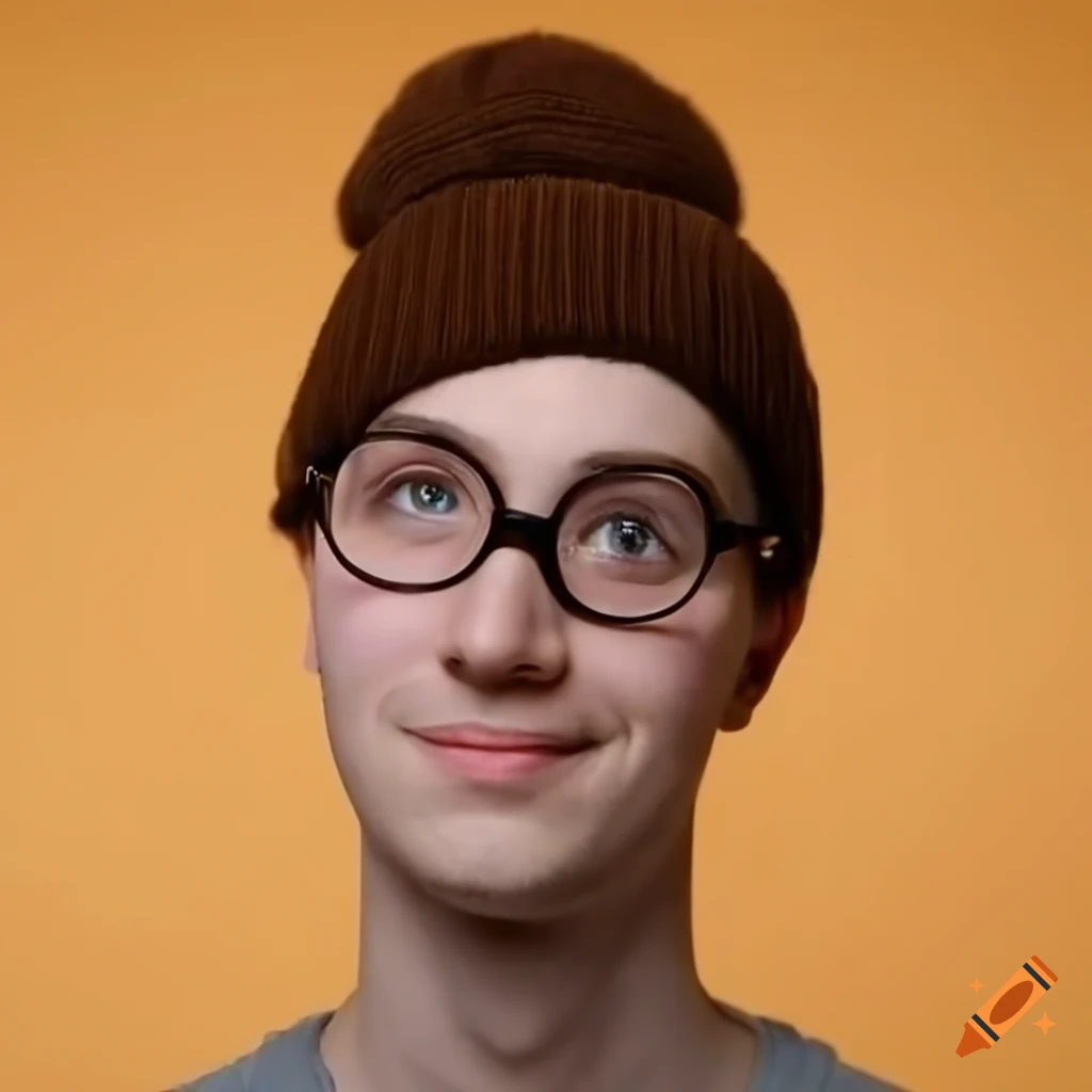 Quirky young adult male with round glasses and a bobble hat on Craiyon