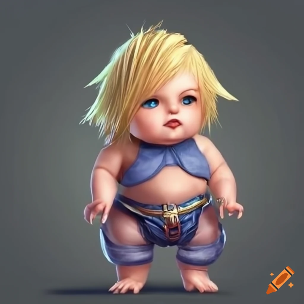 Chubby blonde baby boy in a Final Fantasy style