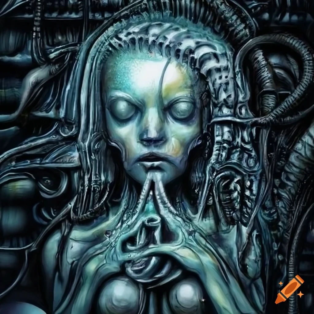 Mermaid inspired by h.r. giger's style on Craiyon