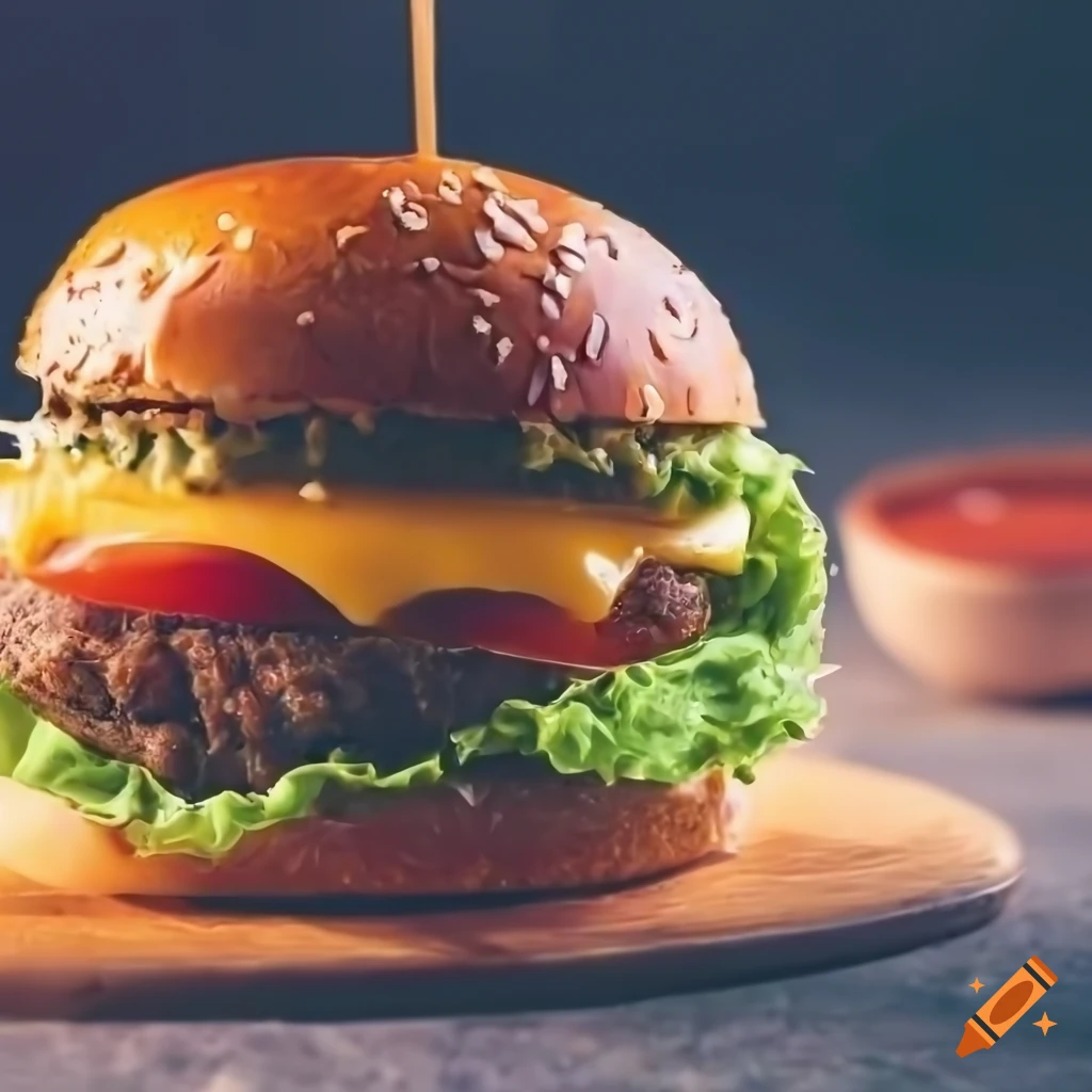 Close up shot of double meat and cheese burger with sauce and onion