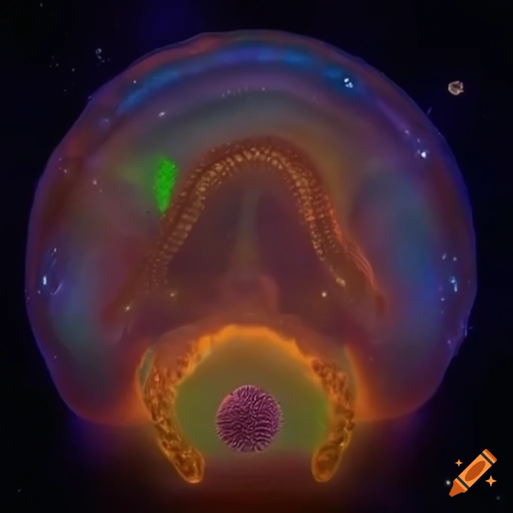 Glowing rivers and purple flora on an alien planet with a majestic ...