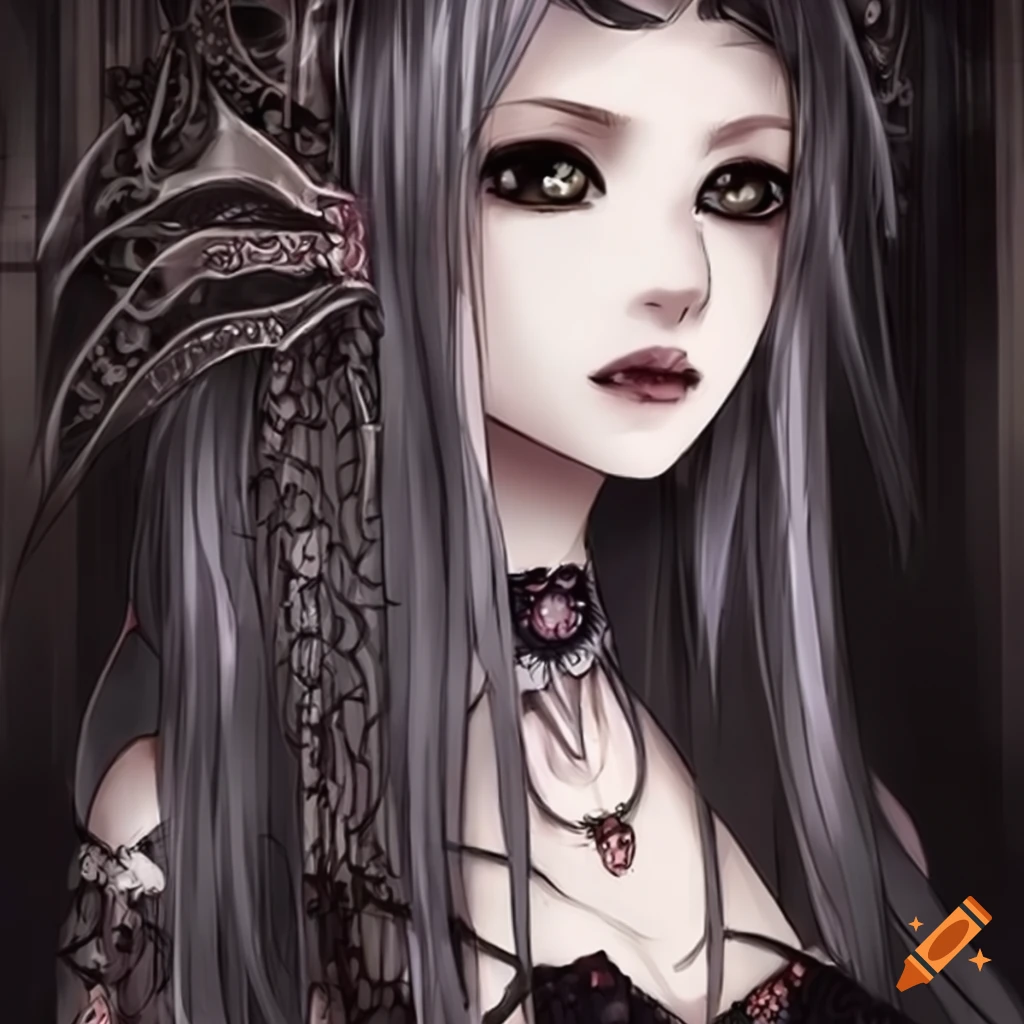 Anime style gothic fairy with long hair on Craiyon