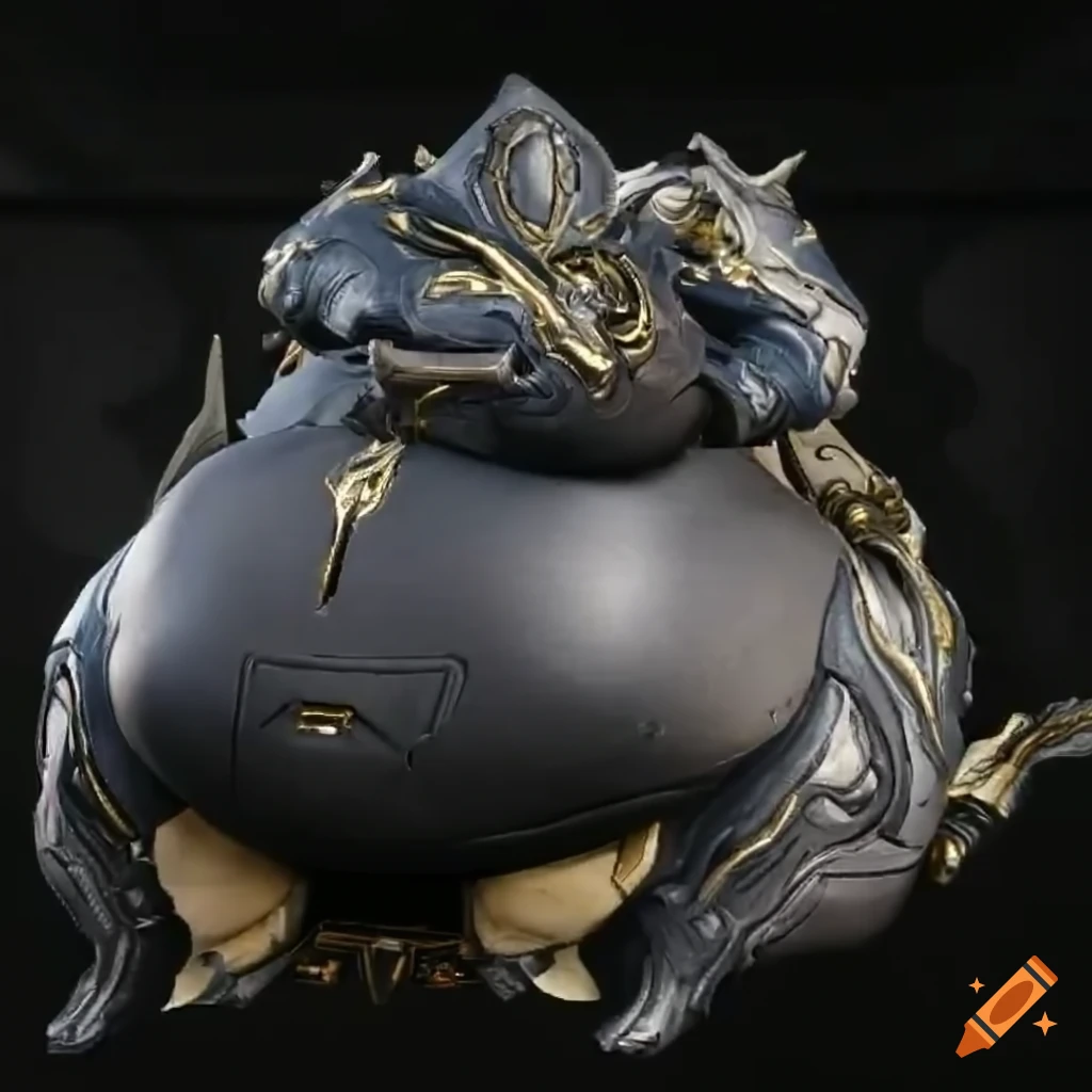 Exaggerated heavy warframe character with a full body on Craiyon