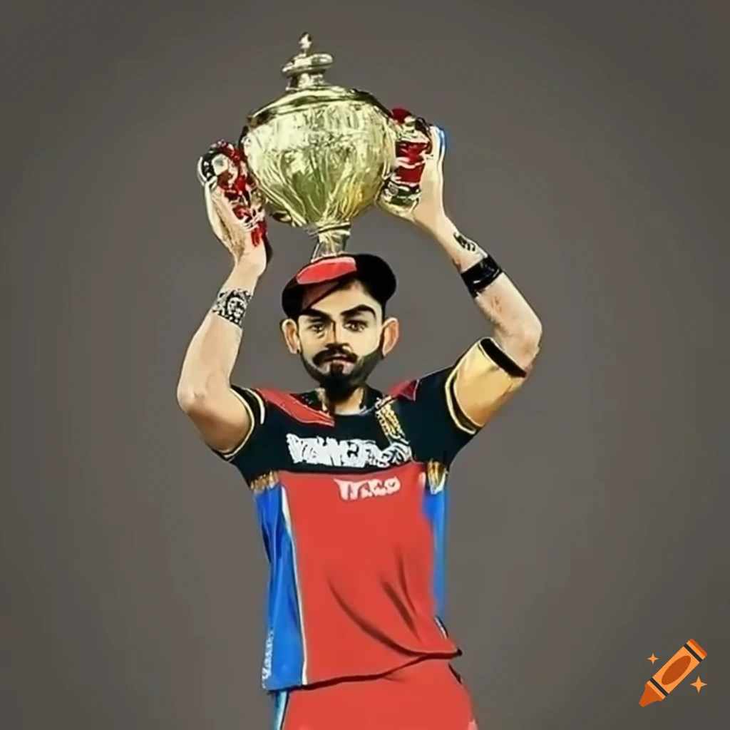 Virat kohli holding an ipl trophy on Craiyon