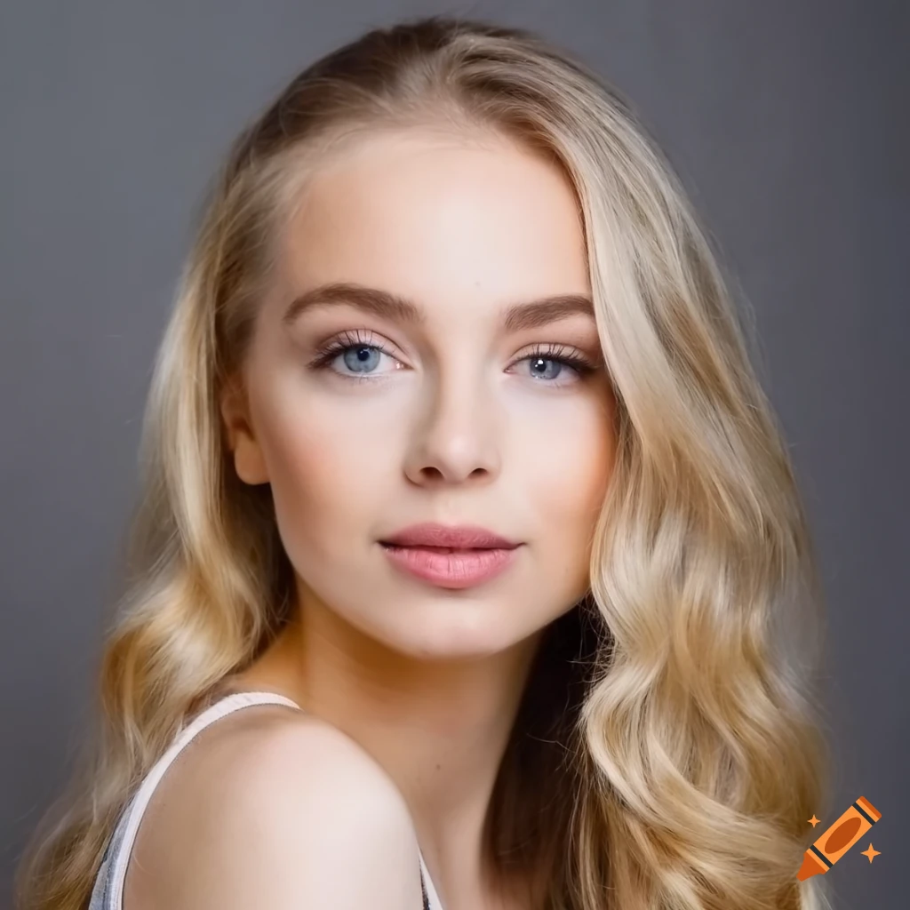 Girl with pale blonde hair and natural beauty with big eyes on Craiyon