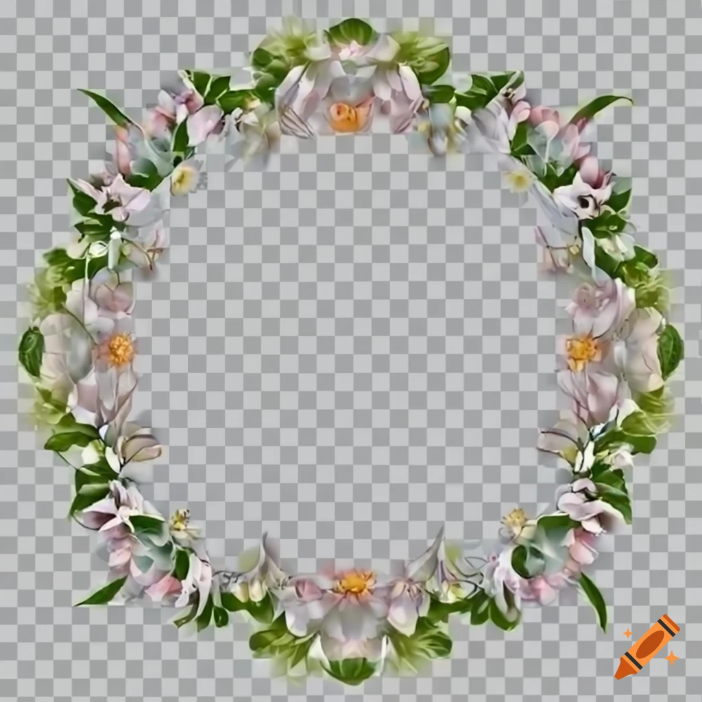 Delicate flower wreath on transparent background