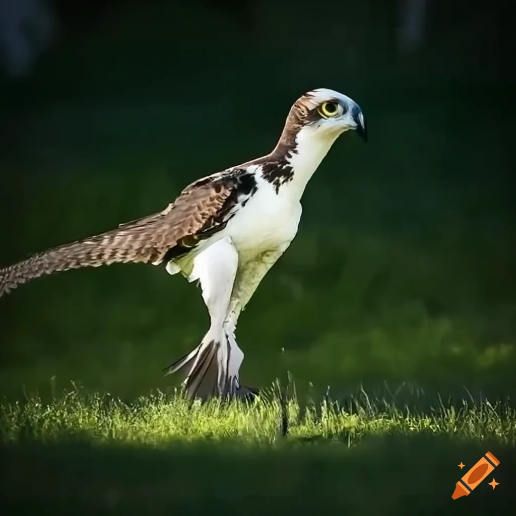 Feathered Utahraptor with osprey-like colors in full body view