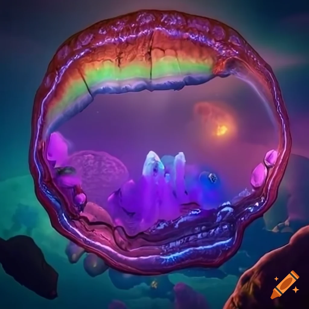 Glowing rivers and purple flora on an alien planet with a majestic ...