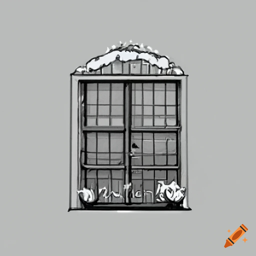 New Year's Russian window drawing with a view from the street