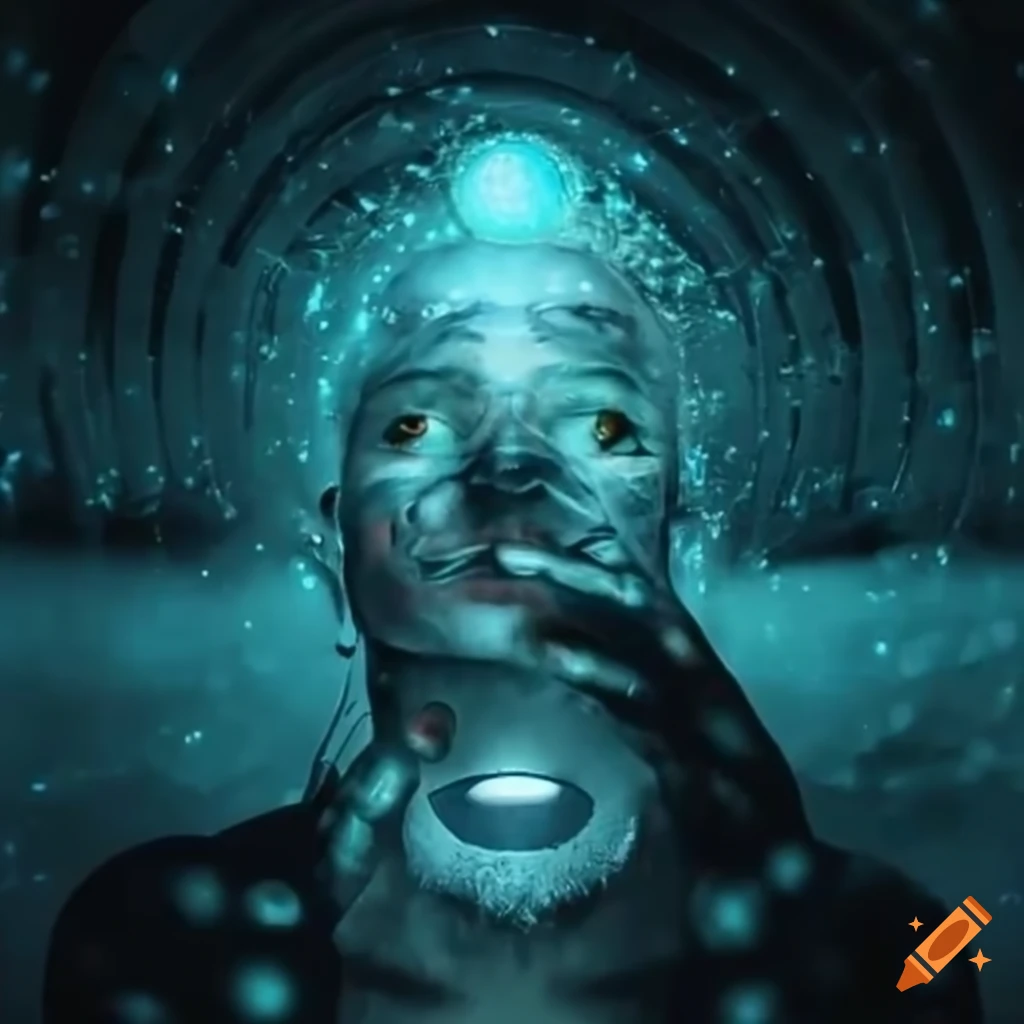 Encuentro sobrenatural en un entorno tecnológico fusionando lo paranormal con la era digital