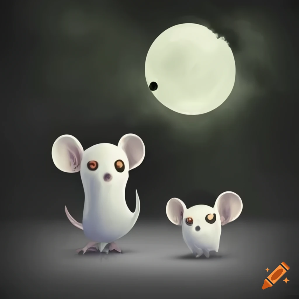 Spooky illustration of ghostly lab mice in a dark and eerie setting on ...