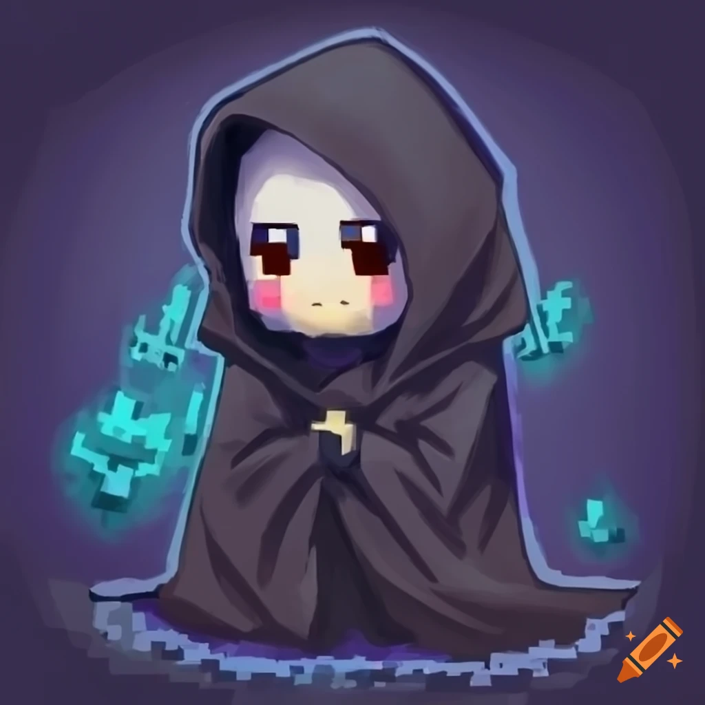 Cute art of the grim reaper from minecraft game on Craiyon