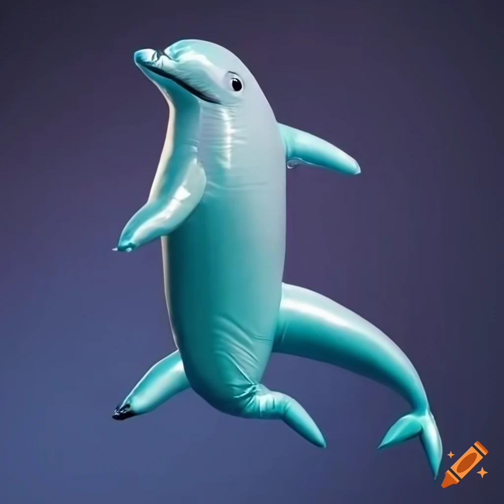 Scarlett johansson's face merging with inflatable dolphin suit in hyper