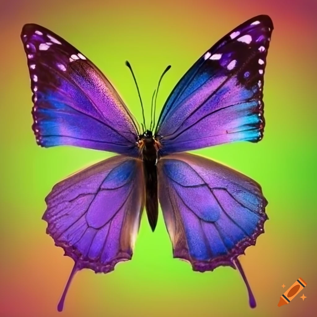 Purple blue butterfly on a colorful background on Craiyon