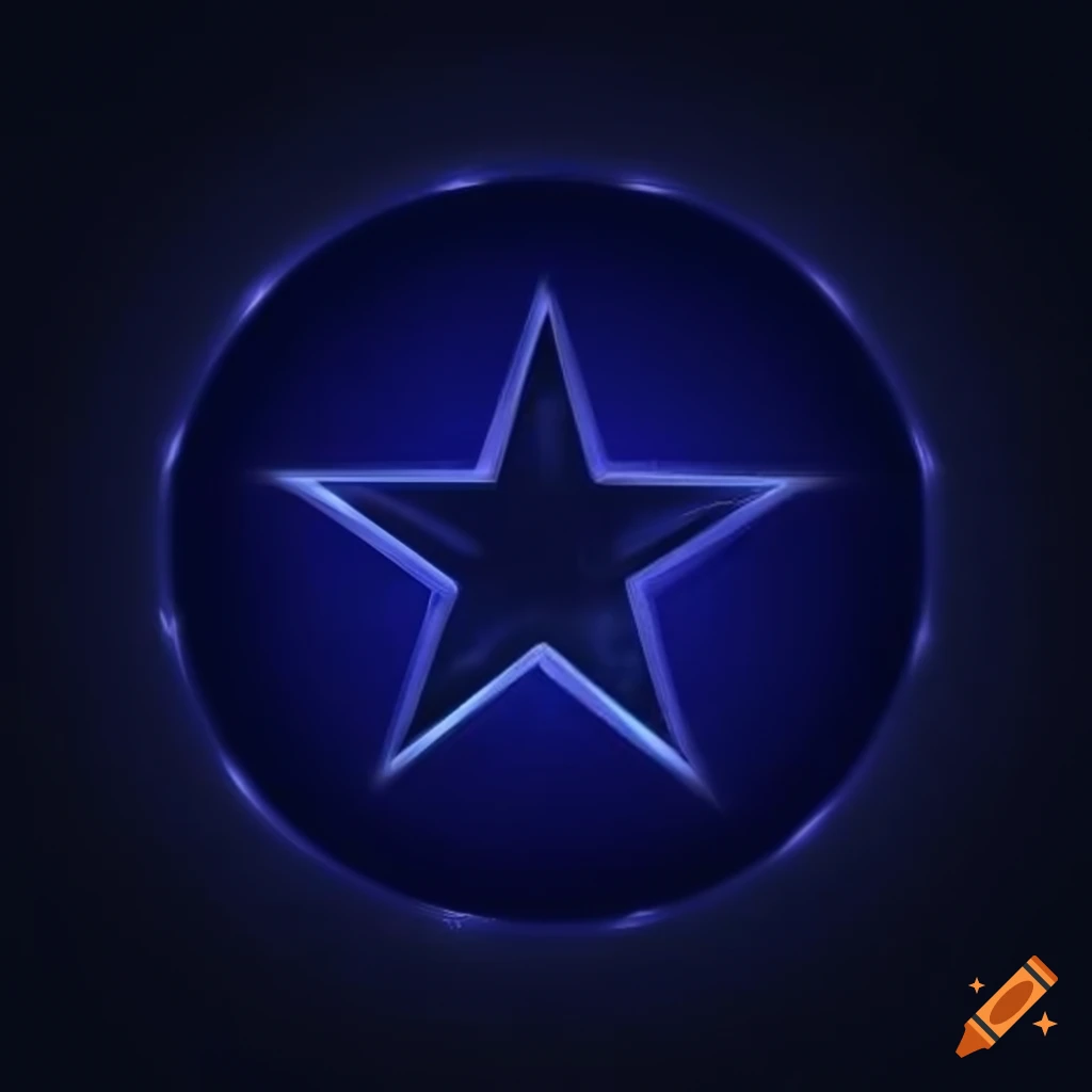 Dark blue star with white circle logo in a dark blue square on Craiyon