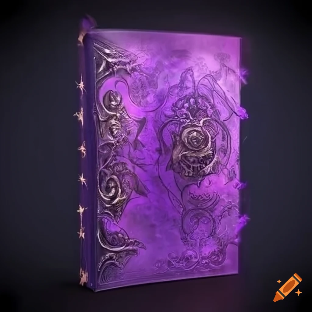 Purple magic book on Craiyon