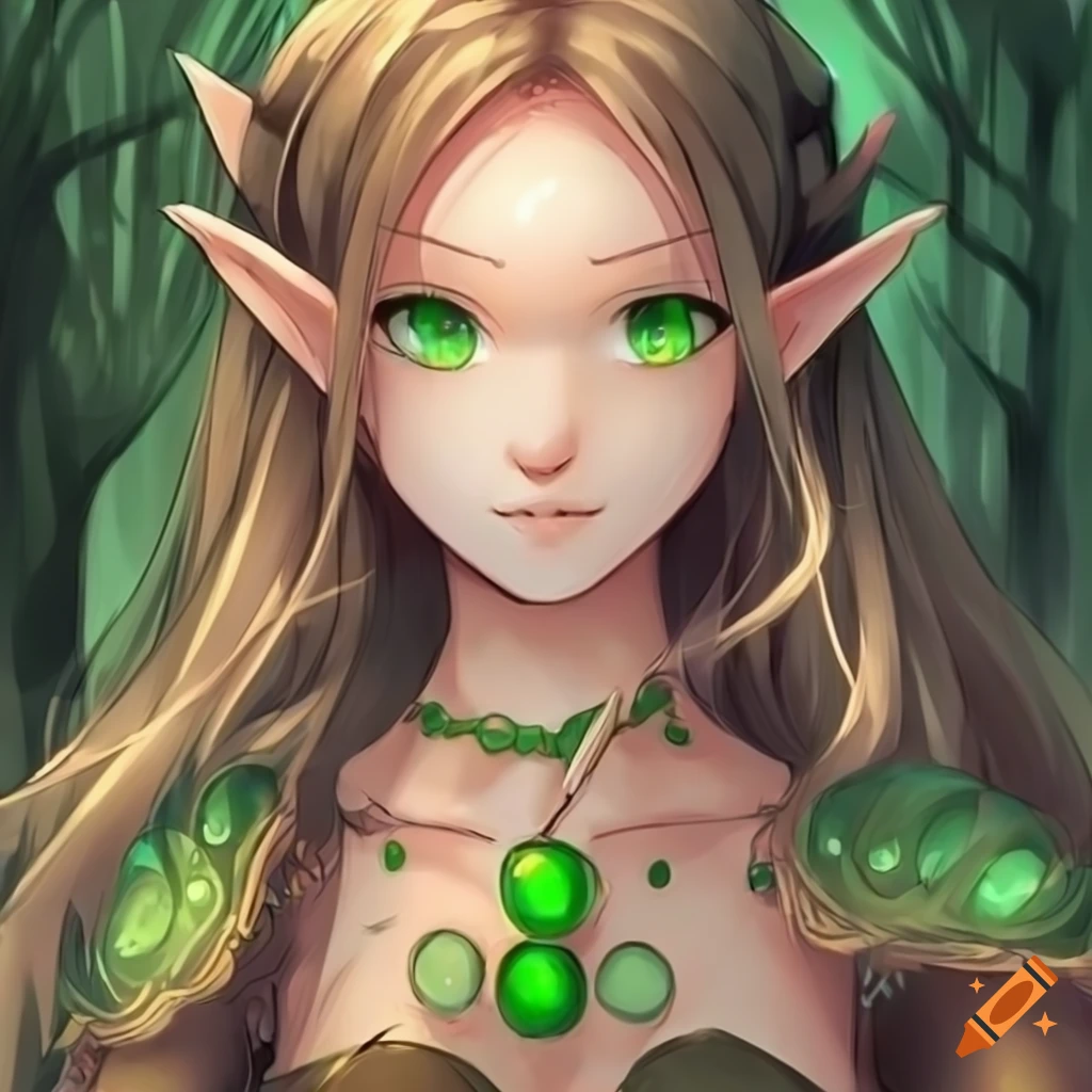 dungeons and dragons druid in anime style in with br...