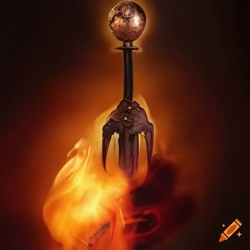 Fireball on the pommel of a scottish claymore sword on Craiyon