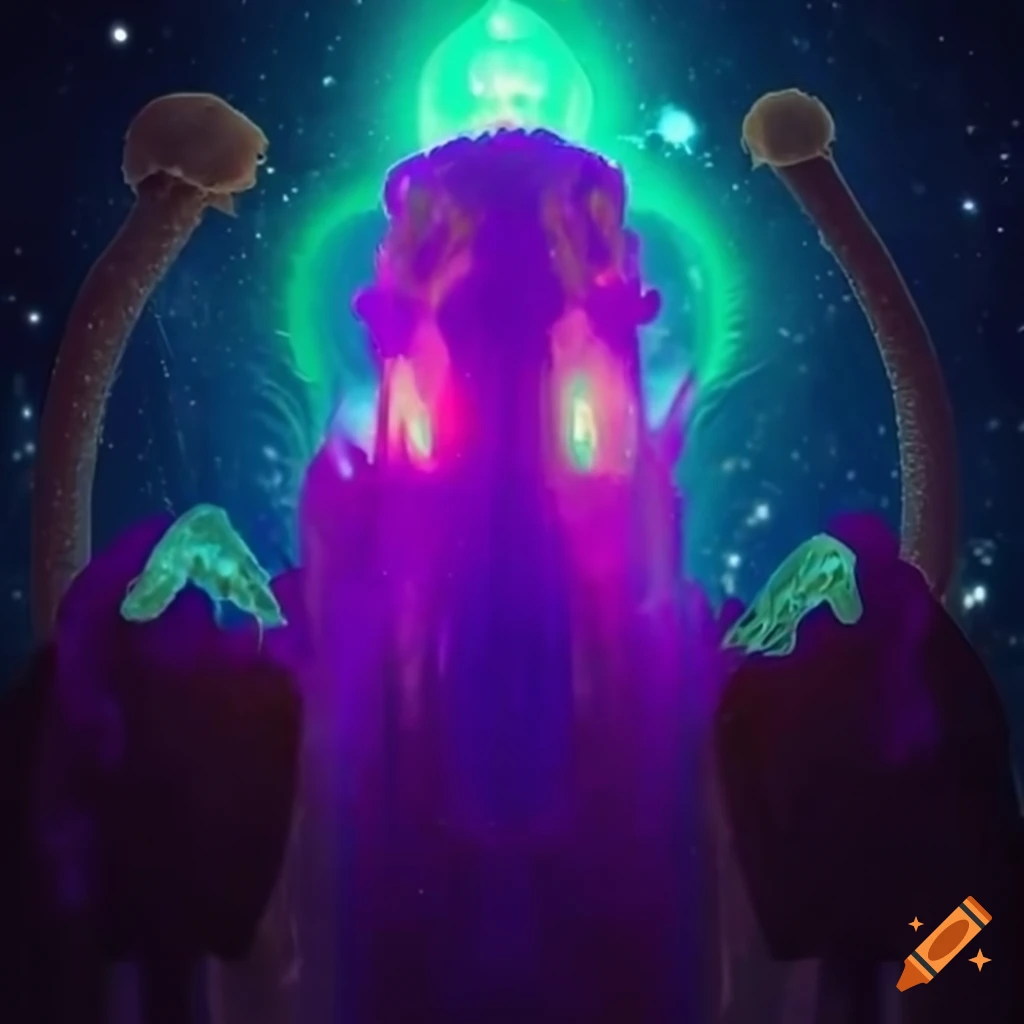 Extraterrestrial journey through an alien planet with luminous rivers ...